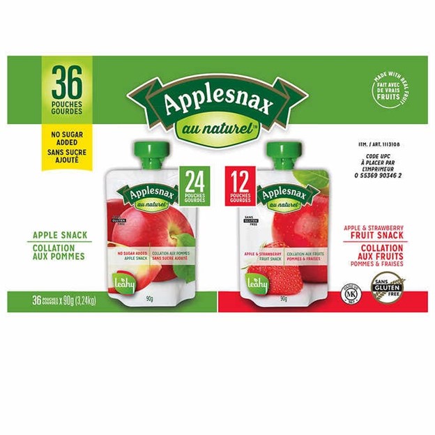 Compote Collations à la pomme saveurs variées Applesnax - , 36 × 90 g