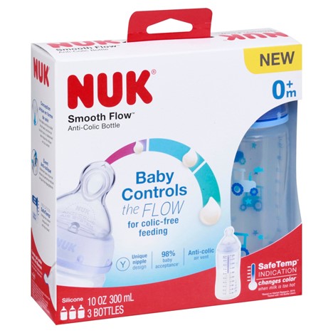 BIBERON NUK ANTI COLIQUE PACK DE, 3x300ML, 0M+