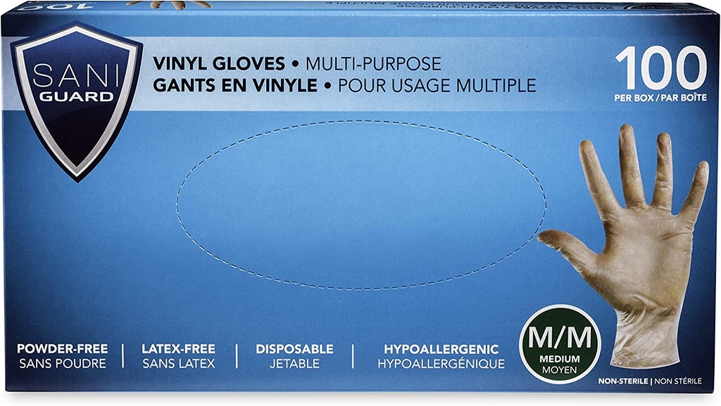 Gants vinyle non-médicaux sans poudre-Transparent pour usage multiple, Medieum,100PCS